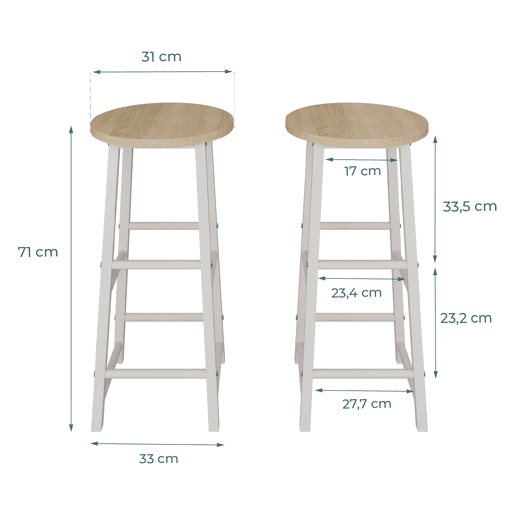 Banquetas Cozinha Sala de jantar BrancoSonoma 33x33x71 Lucca Muebles Bonitos