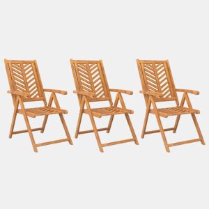 Cadeiras de jardim - Cadeiras de exterior reclináveis 3 pcs madeira de acácia maciça