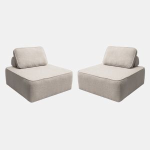 Sofá modular em tecido boucle de 2 lugares, Bao, Beige, 90x90x74 cm
