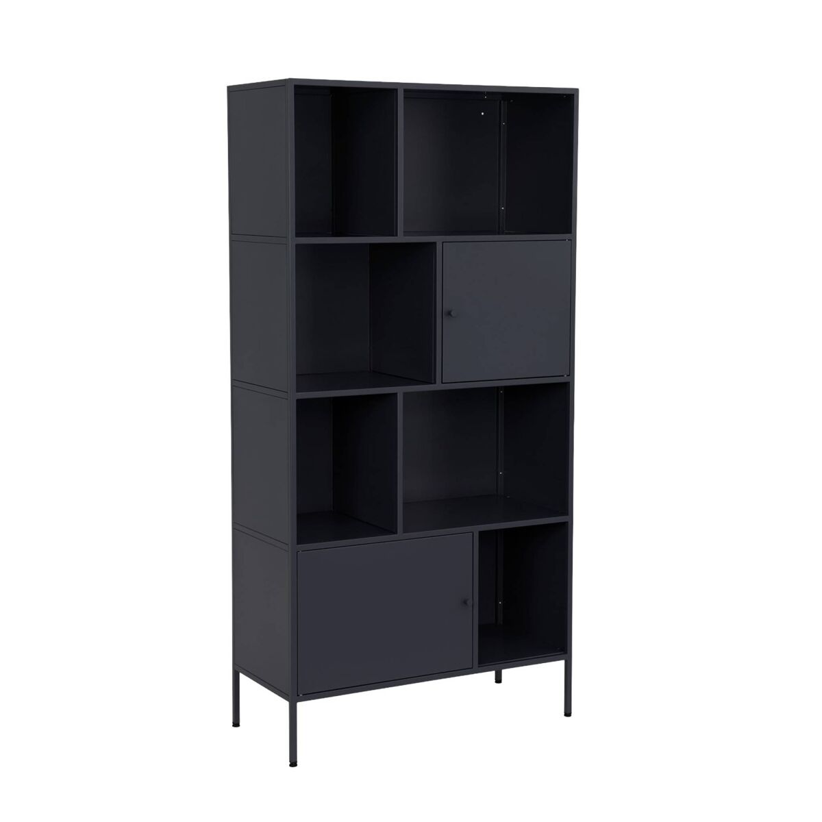Aparador, mueble de almacenamiento industrial de metal con 8 80 Negro