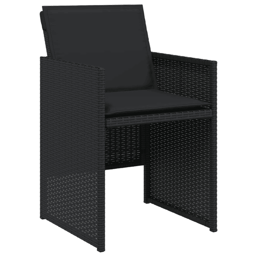 Cadeiras de jardim - Cadeiras de exterior com almofadões 4 pcs vime PE preto
