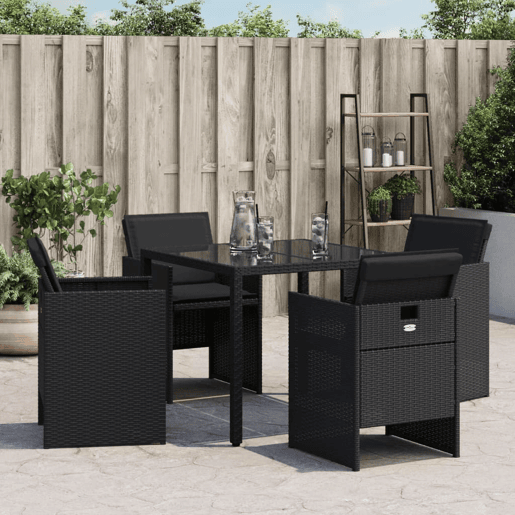 Cadeiras de jardim - Cadeiras de exterior com almofadões 4 pcs vime PE preto