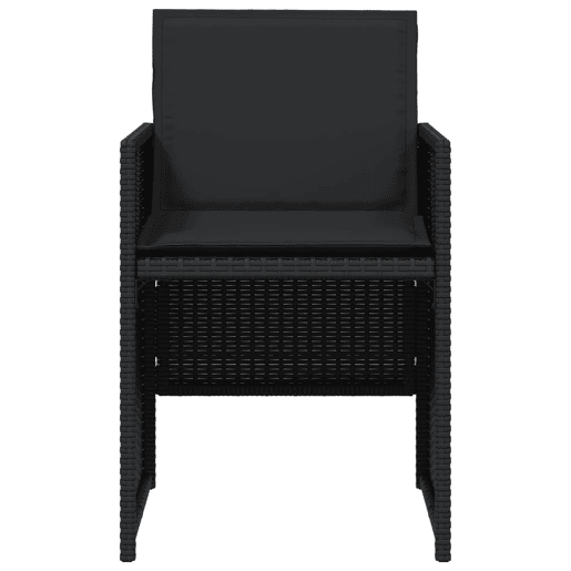 Cadeiras de jardim - Cadeiras de exterior com almofadões 4 pcs vime PE preto