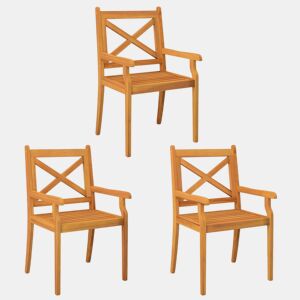 Cadeiras de jantar - Cadeiras de exterior de exterior 3 pcs madeira de acácia maciça