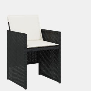 Cadeiras de jardim - Cadeiras de exterior com almofadões 4 pcs vime PE preto