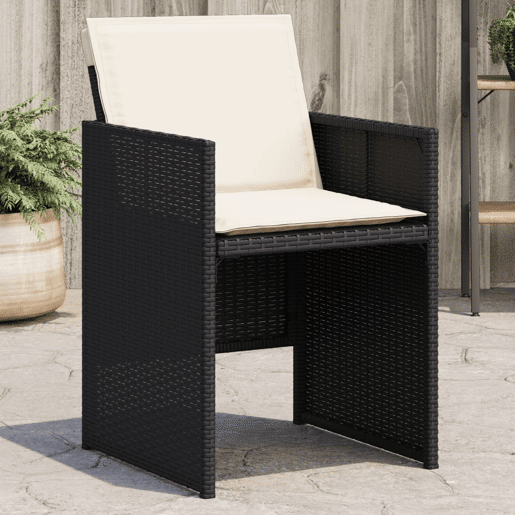 Cadeiras de jardim - Cadeiras de exterior com almofadões 4 pcs vime PE preto