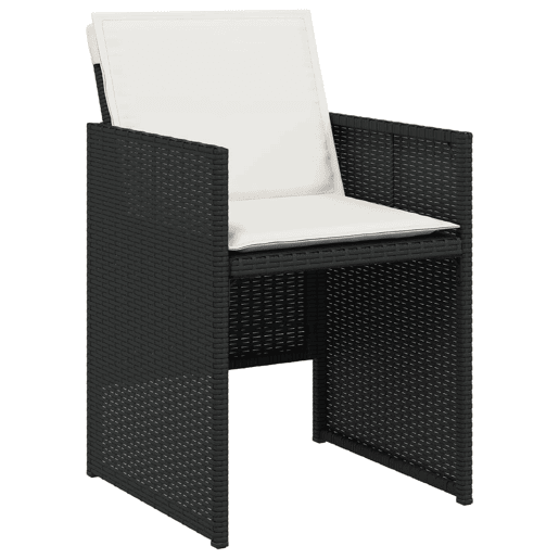 Cadeiras de jardim - Cadeiras de exterior com almofadões 4 pcs vime PE preto