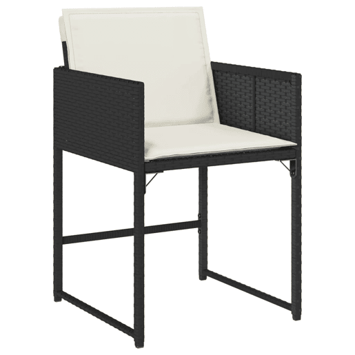 Cadeiras de jardim - Cadeiras de exterior com almofadões 4 pcs vime PE preto