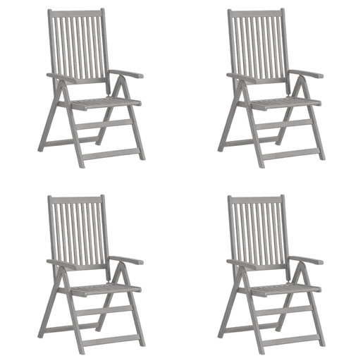 Cadeiras jardim - Cadeiras exterior reclináveis 4 pcs madeira acácia maciça cinza Cadeiras jardim - Cadeiras exterior reclináveis 4 pcs madeira acácia maciça cinza