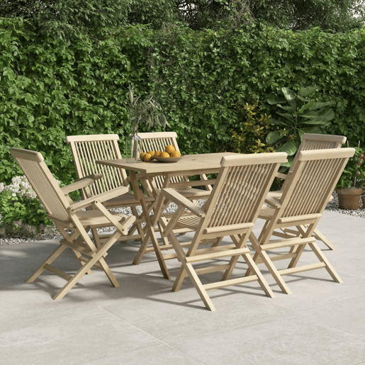 Cadeiras de jardim - Cadeiras de exterior dobráveis 6 pcs 56x61x89cm teca maciça cinza