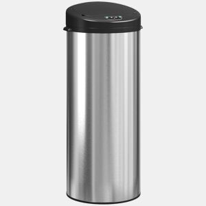HOMCOM Balde de Lixo de Cozinha Automático 55 L Balde de Cozinha em Aço Inoxidável com Sensor Infravermelho Fechamento Suave e Anel Antidigitais para Quarto Escritório e Casa 32x30x78,5 cm Prateado