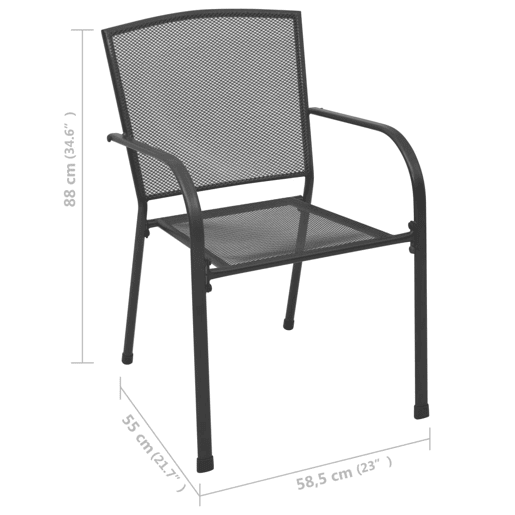 Cadeiras de jardim - Cadeiras de exterior design rede 4 pcs aço antracite