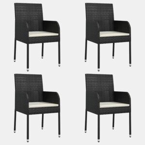 Cadeiras de jardim - Cadeiras de exterior com almofadões 4 pcs vime PE preto