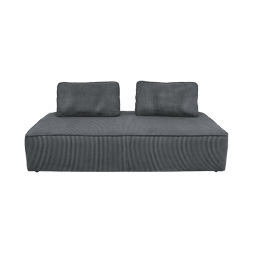 Sofá modular em tecido veludo canelado de 4 lugares, Lao, Cinza escuro, 180x90x78 cm
