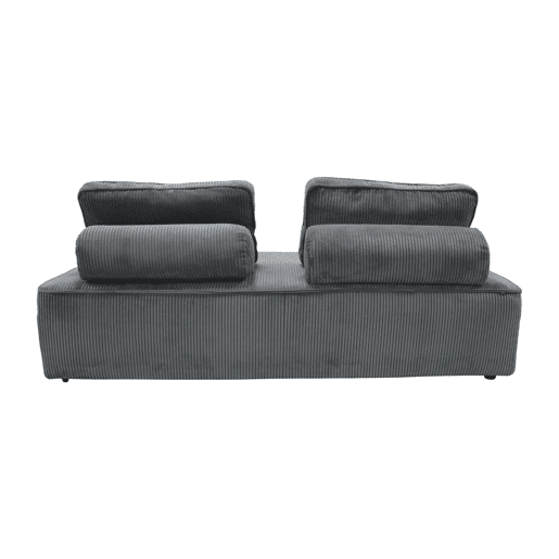 Sofá modular em tecido veludo canelado de 4 lugares, Lao, Cinza escuro, 180x90x78 cm