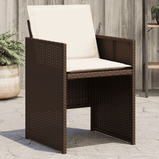 Cadeiras de jardim - Cadeiras de exterior com almofadões 4 pcs vime PE castanho