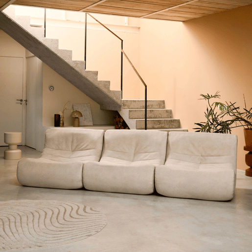 Sofá modular de veludo de 3 lugares, Sokol veludo, Beige, 91x105x72 cm