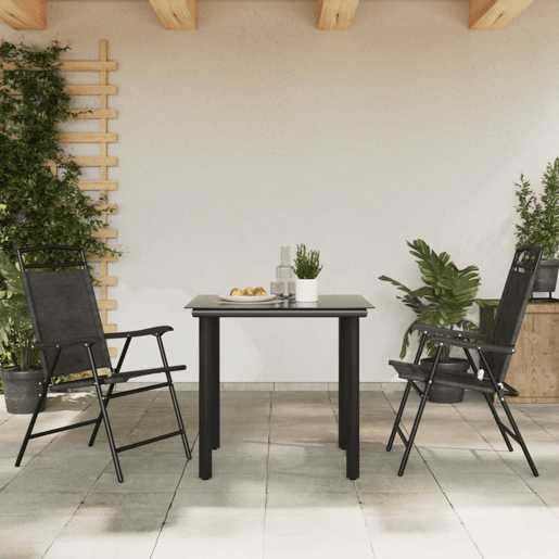 Lote de 2 Cadeiras de jardim - Cadeiras de exterior dobráveis açotextilene cinza mesclado