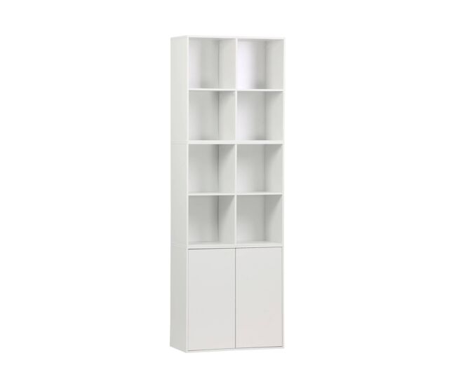 Estantería modular, 8 nichos, 2 puertas blanco - 70x35x70 cm