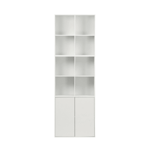 Estante, biblioteca modular decoração madeira, 2 portas e 8 nichos, Kompo, Branco, 70x35x70 cm Estante, biblioteca modular decoração madeira, 2 portas e 8 nichos, Kompo, Branco, 70x35x70 cm