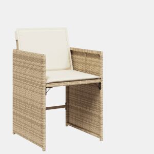 Cadeiras de jardim - Cadeiras de exterior com almofadões 4 pcs vime PE bege
