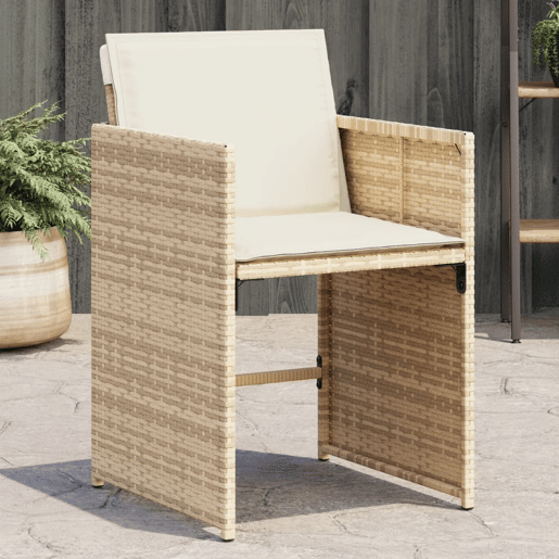 Cadeiras de jardim - Cadeiras de exterior com almofadões 4 pcs vime PE bege