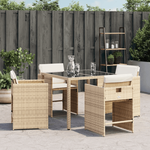 Cadeiras de jardim - Cadeiras de exterior com almofadões 4 pcs vime PE bege