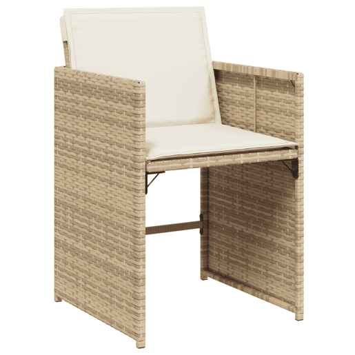 Cadeiras de jardim - Cadeiras de exterior com almofadões 4 pcs vime PE bege