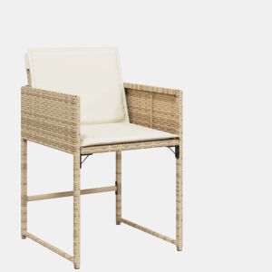Cadeiras de jardim - Cadeiras de exterior com almofadões 4 pcs vime PE bege