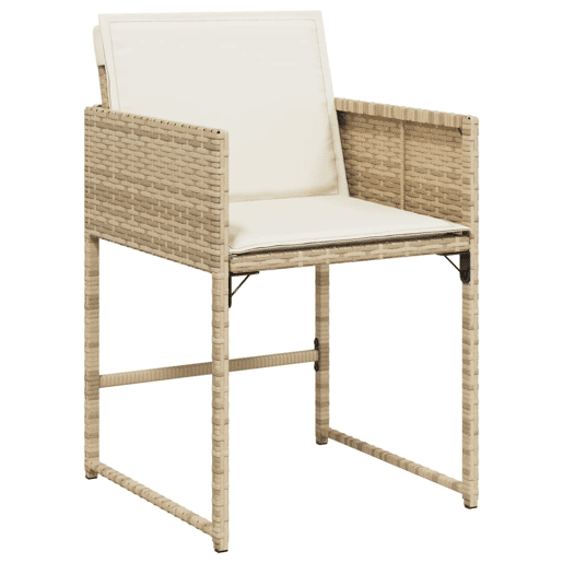 Cadeiras de jardim - Cadeiras de exterior com almofadões 4 pcs vime PE bege