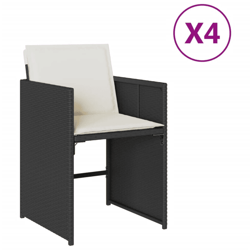 Cadeiras de jardim - Cadeiras de exterior com almofadões 4 pcs vime PE preto