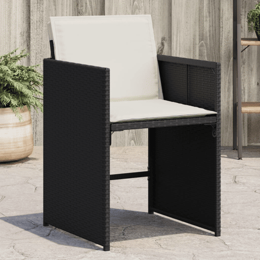 Cadeiras de jardim - Cadeiras de exterior com almofadões 4 pcs vime PE preto