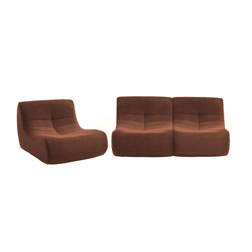 Sofá modular em boucle texturizado de 3 lugares, Sokol boucle, Terracota, 91x105x72 cm
