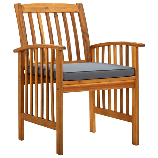 Cadeiras de jantar p jardim - Cadeiras de exterior 3 pcs c almofadões acácia maciça