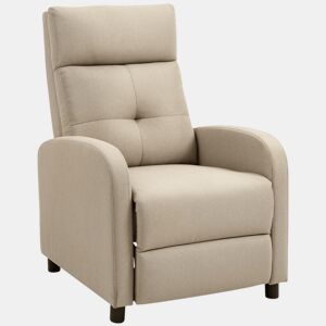 HOMCOM Poltrona Relax Reclinável até 155° Poltrona Reclinável Manual Estofado em Tecido Carga Máxima 150 kg para Pessoas com Altura Inferior 195 cm 67x87x98 cm Bege