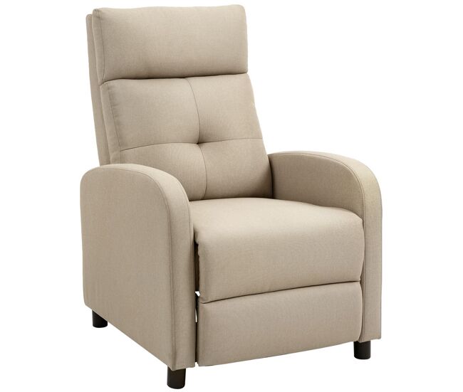 Homcom sillón relax reclinable manual, sillón relax de lino con apertura push, reposapiés, respaldo alto, acolchado grueso, butaca reclinable hasta