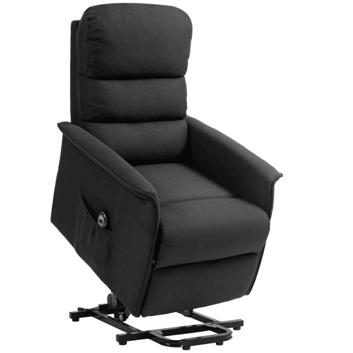HOMCOM Poltrona Relax Reclinável Elétrica Poltrona Levanta Pessoas com Controlo Remoto e Bolso Lateral Poltrona Elétrica para Sala de Estar Dormitório 66x90x96 cm Preto