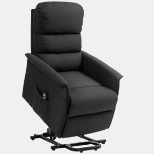 HOMCOM Poltrona Relax Reclinável Elétrica Poltrona Levanta Pessoas com Controlo Remoto e Bolso Lateral Poltrona Elétrica para Sala de Estar Dormitório 66x90x96 cm Preto