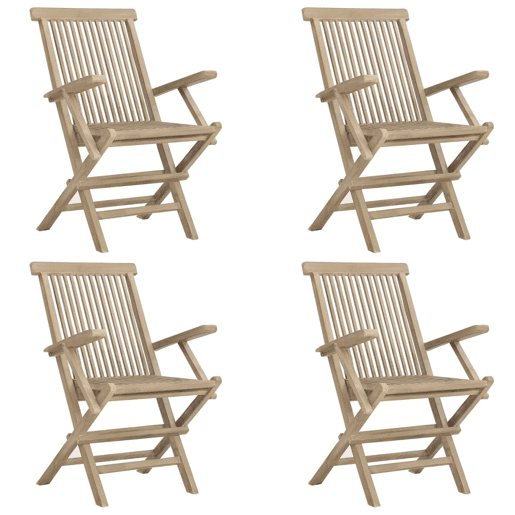 Cadeiras de jardim - Cadeiras de exterior dobráveis 4 pcs 56x61x89cm teca maciça cinza