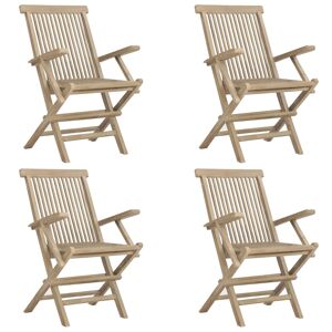 Cadeiras de jardim - Cadeiras de exterior dobráveis 4 pcs 56x61x89cm teca maciça cinza