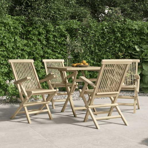 Cadeiras de jardim - Cadeiras de exterior dobráveis 4 pcs 56x61x89cm teca maciça cinza