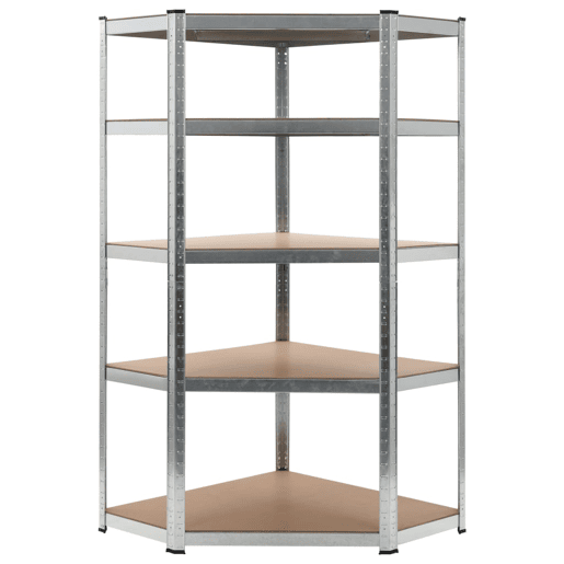 Prateleira de armazenamento para carga pesada, oficina robusta, ferramentas de garagem, prata 90 x 90 x 180 cm aço e MDF 02_0000704