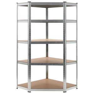 Prateleira de armazenamento para carga pesada, oficina robusta, ferramentas de garagem, prata 90 x 90 x 180 cm aço e MDF 02_0000704