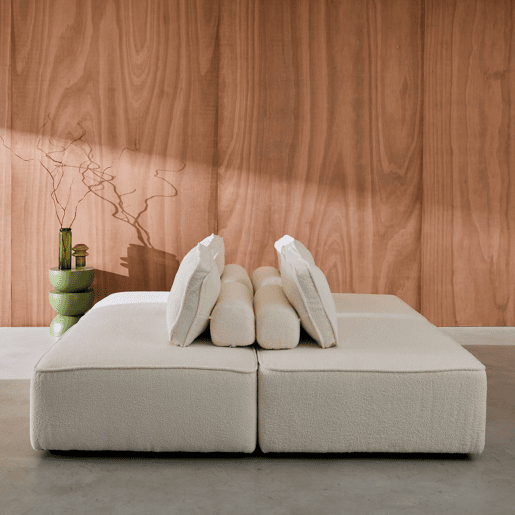 Sofá modular em tecido boucle de 4 lugares, Bao, Creme, 180x90x74 cm