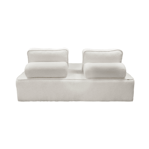 Sofá modular em tecido boucle de 4 lugares, Bao, Creme, 180x90x74 cm