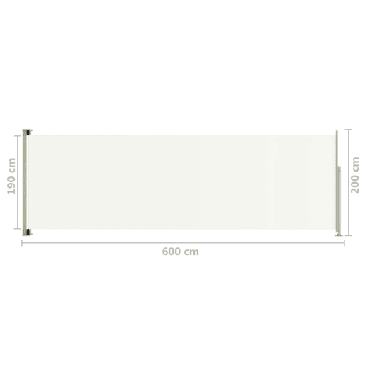 Tela de toldo cortina de privacidade lateral retrátil para pátio jardim terraço varanda tela de proteção visual 200 x 600 cm creme 02_0007364