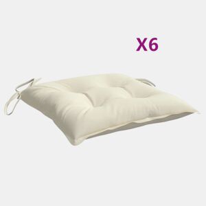 Almofadões de cadeira - Almofadas de exterior 6 pcs 50x50x7cm tecido oxford branco nata