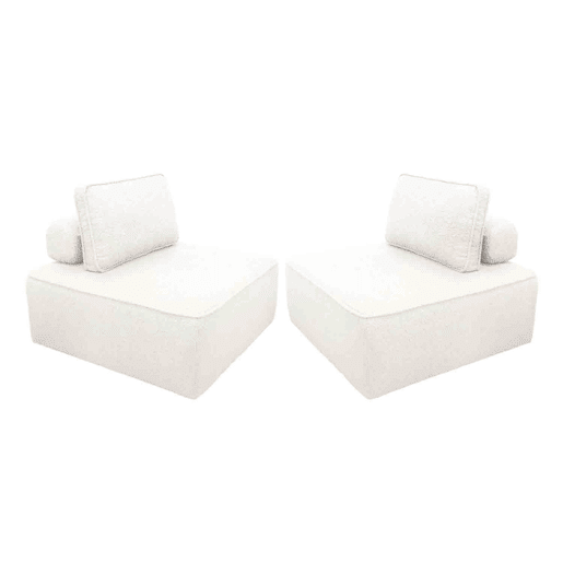 Sofá modular em tecido boucle de 2 lugares, Bao, Creme, 90x90x74 cm