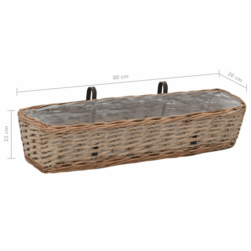 Conjunto de 2 floreiras de vime para varanda com forro de PE 80 cm marrom 02_0000886