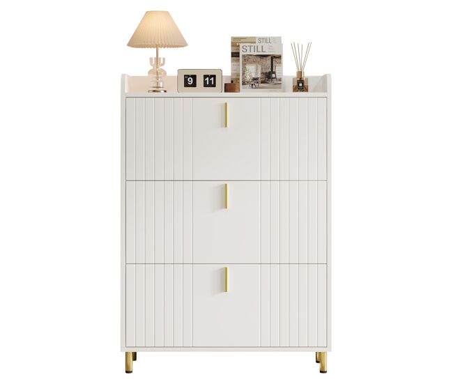 Zapatero de mdf con 3 trampones,blanco